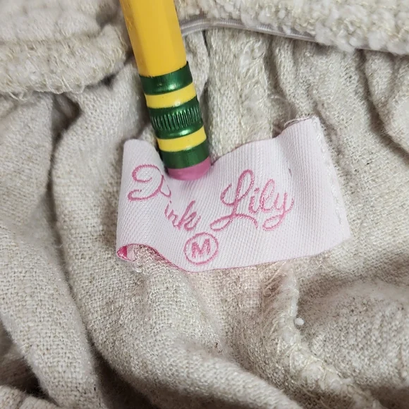 Pink Lily Palazzo Pants Womens Sz Med Tan Beige Linen Blend Beachy Coastal - Picture 3 of 5